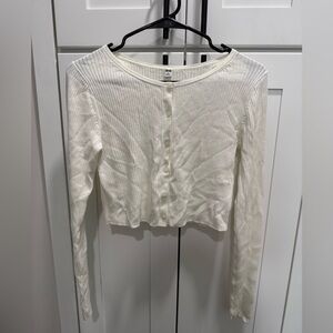 Uniqlo Cream Ribbed Button-Down Shirt